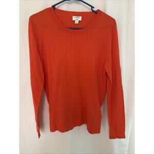 J Crew Cotton Teddie Sweater Women’s Small Orange Crew Neckline 100% Cotton NWOT